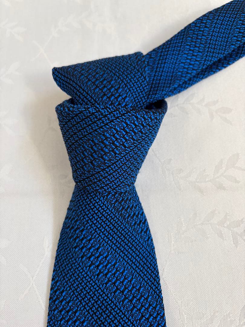 【手織り】KUSKA 丹後ジャカードタイ (丹後ブルー）