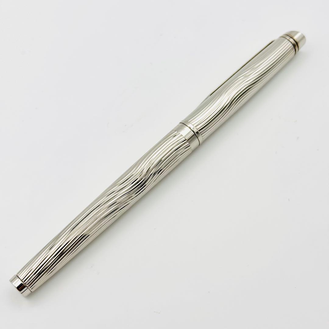 美品】 ウォーターマン 万年筆 パリ 波柄 シルバー M字 中字 フランス製