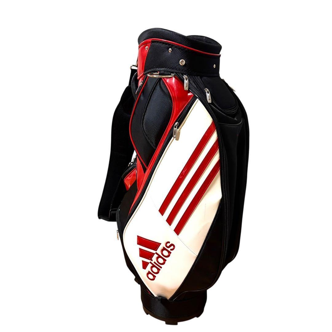 adidas アディダス キャディバッグ ゴルフバッグ 5分割 赤黒 軽量