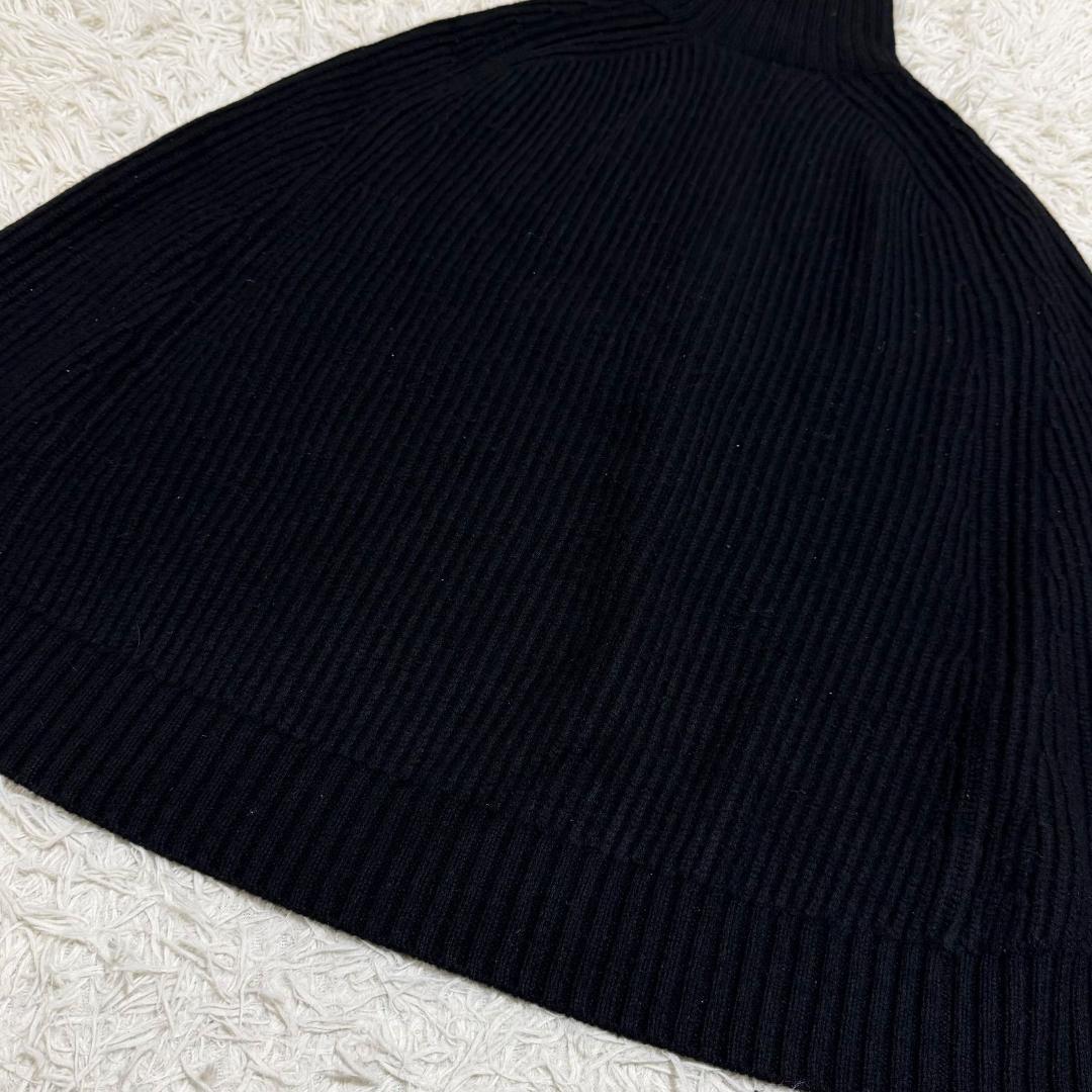 美品✨ドゥロワー ウールカシミヤ リブ編みタートルネックポンチョ 黒 ブラック