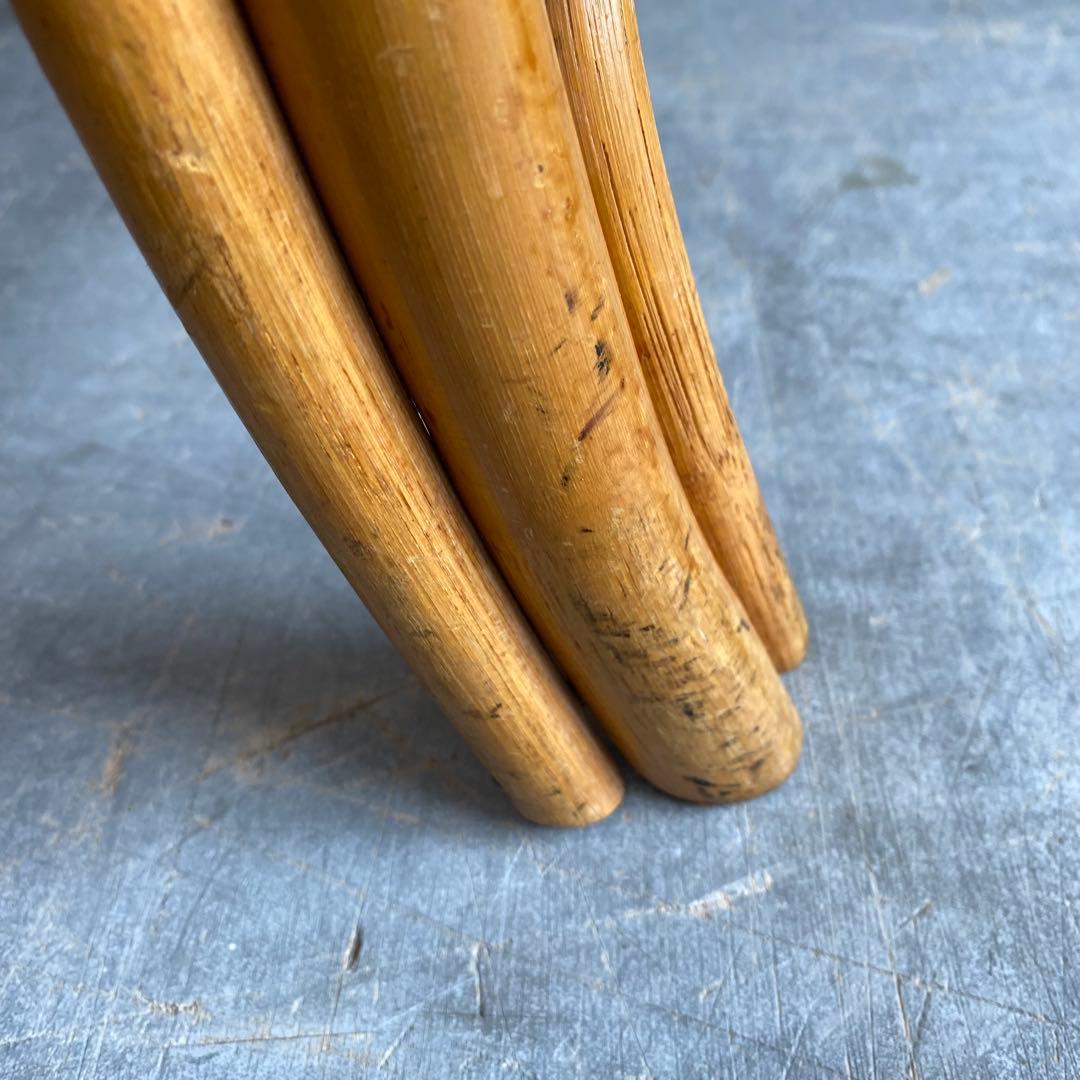 ヴィンテージ ラタン ガラス テーブル 籐 モダン 昭和レトロ z422