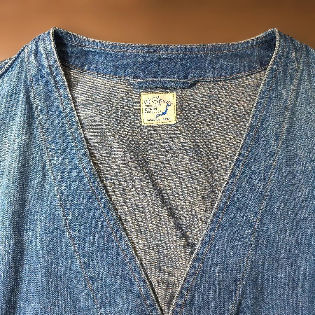 orslow ノーカラー デニムジャケット カバーオール L (3) オアスロウ