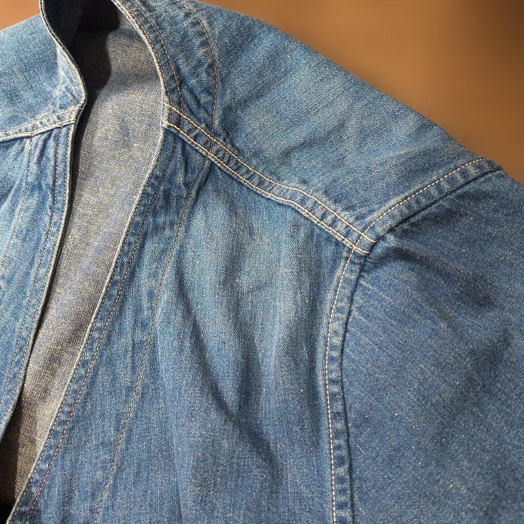 orslow ノーカラー デニムジャケット カバーオール L (3) オアスロウ