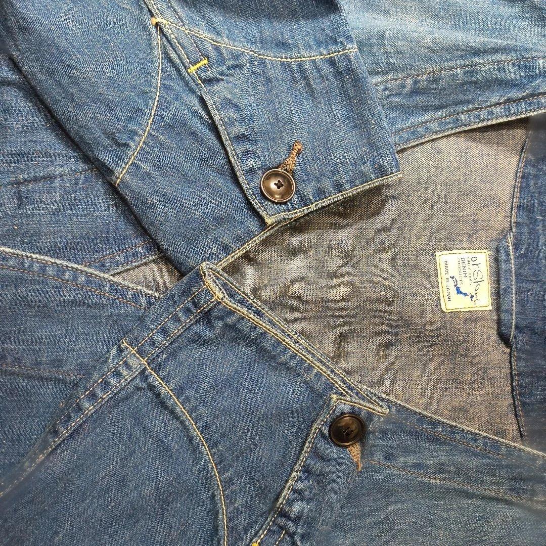 orslow ノーカラー デニムジャケット カバーオール L (3) オアスロウ