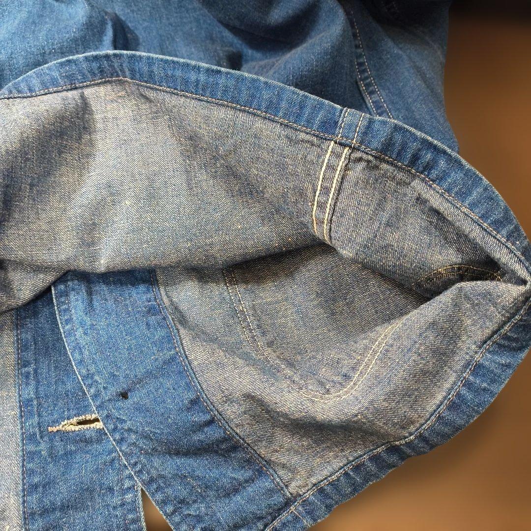 orslow ノーカラー デニムジャケット カバーオール L (3) オアスロウ