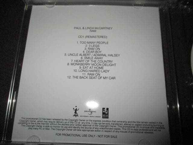 paul mccartney ram (USプロモアドバンス2枚セット!! )