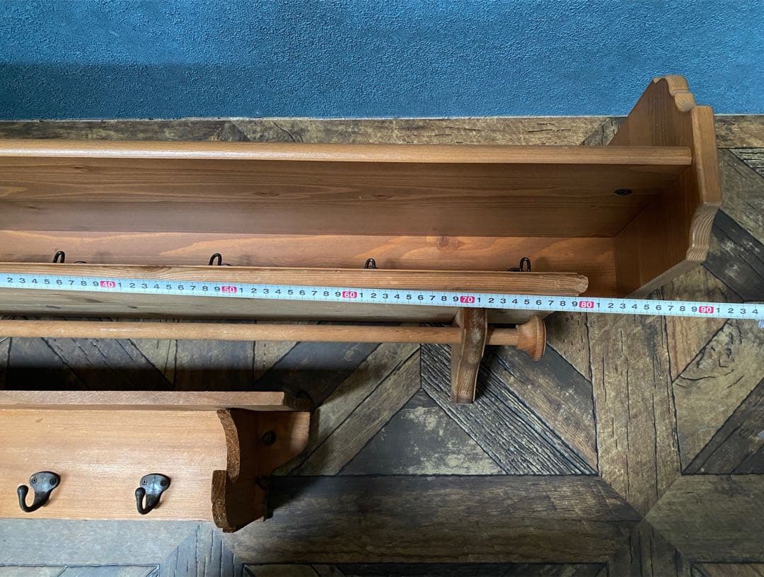 ウォールフック 壁掛け 木製 インテリア カントリー 昭和レトロ 茶 セット