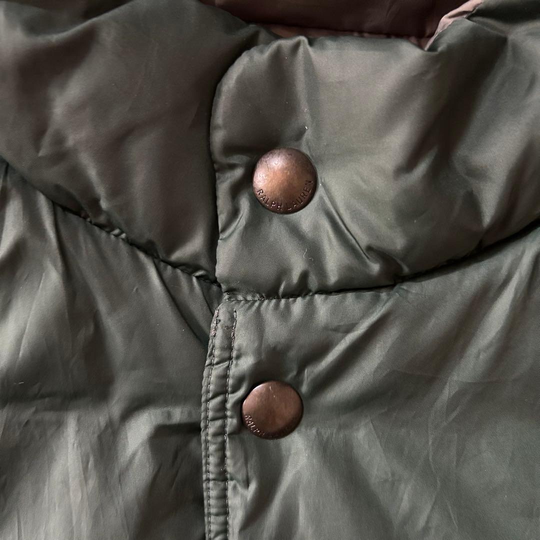 POLObyRalphLauren90sリバーシブルダウンベスト刺繍ポニー深緑