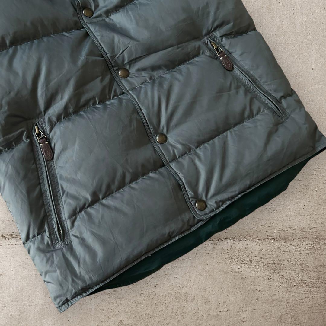 POLObyRalphLauren90sリバーシブルダウンベスト刺繍ポニー深緑