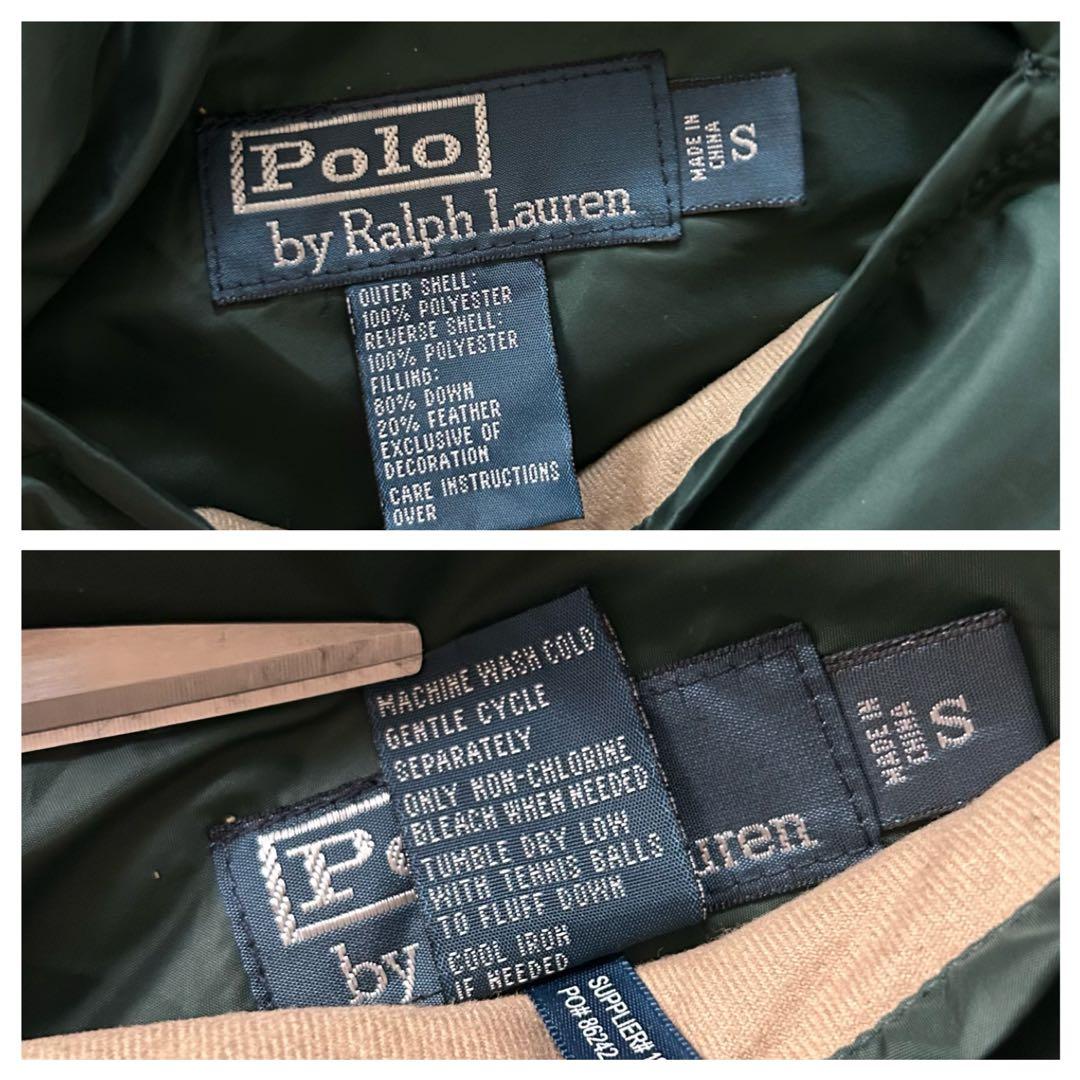 POLObyRalphLauren90sリバーシブルダウンベスト刺繍ポニー深緑