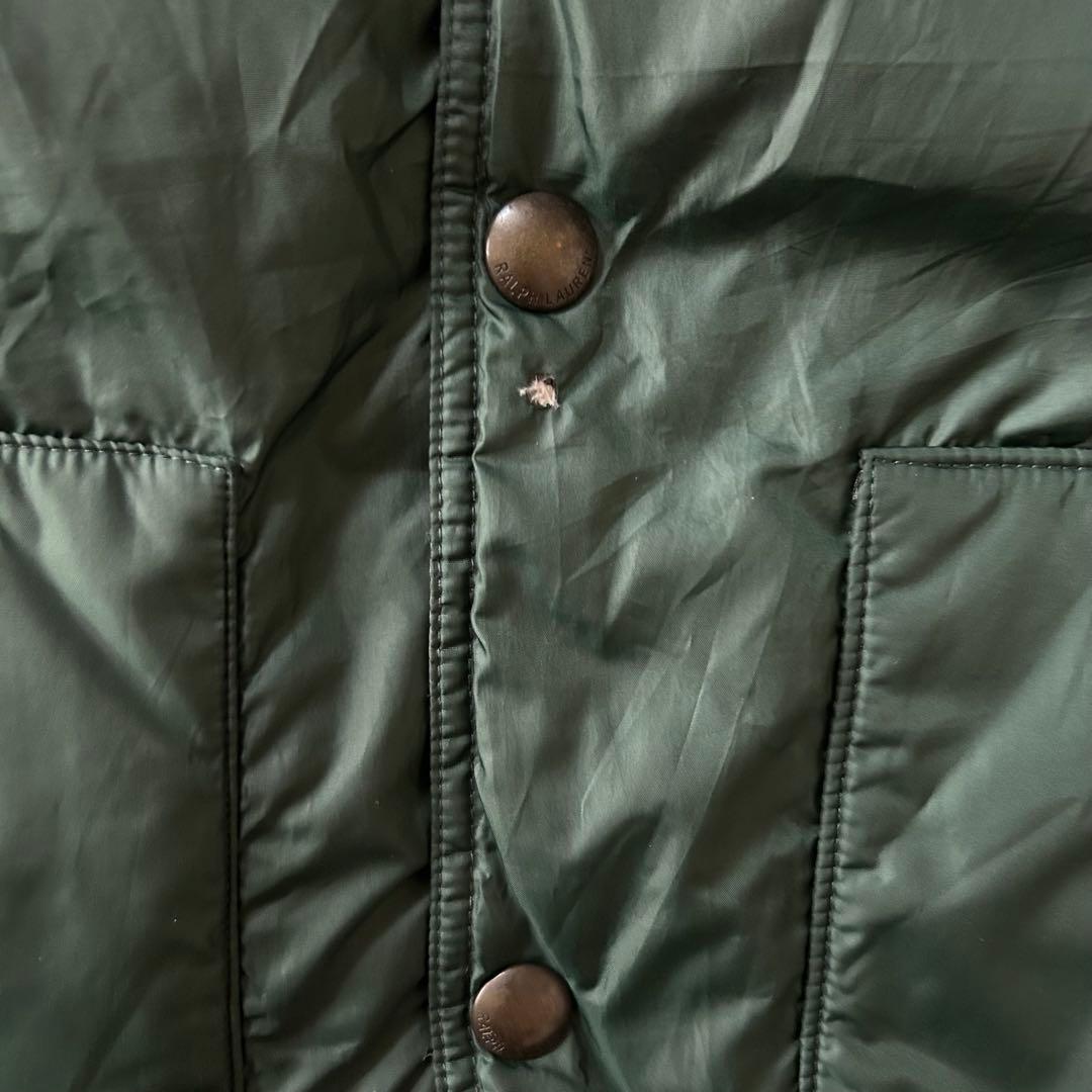 POLObyRalphLauren90sリバーシブルダウンベスト刺繍ポニー深緑