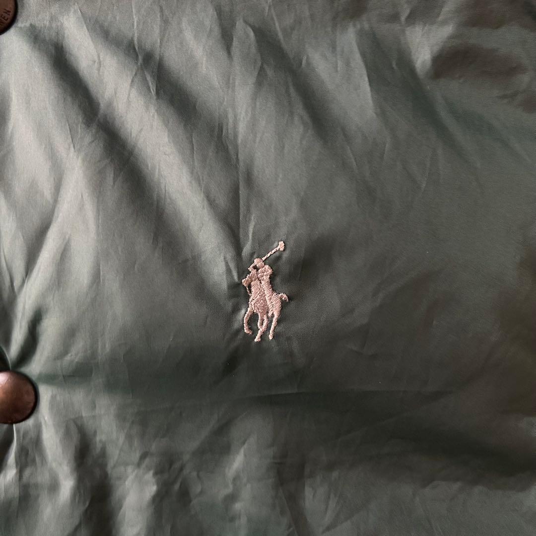 POLObyRalphLauren90sリバーシブルダウンベスト刺繍ポニー深緑