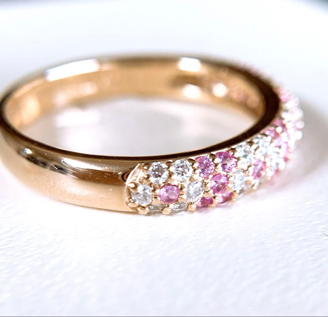 美品✨ポンテヴェキオ❗️13号✨k18PGピンクサファイアダイヤパヴェリング