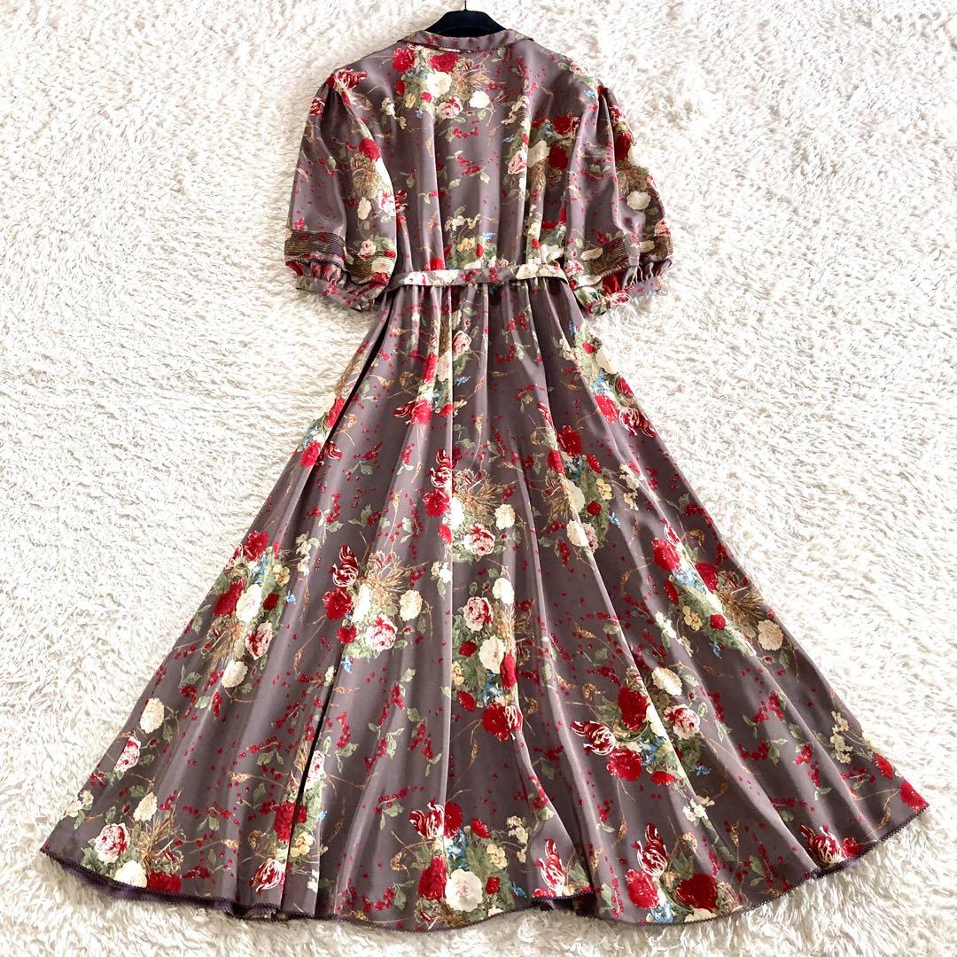 【極美品】カネコイサオ ピコフリル たくし上げ ボタニカル ロングワンピース