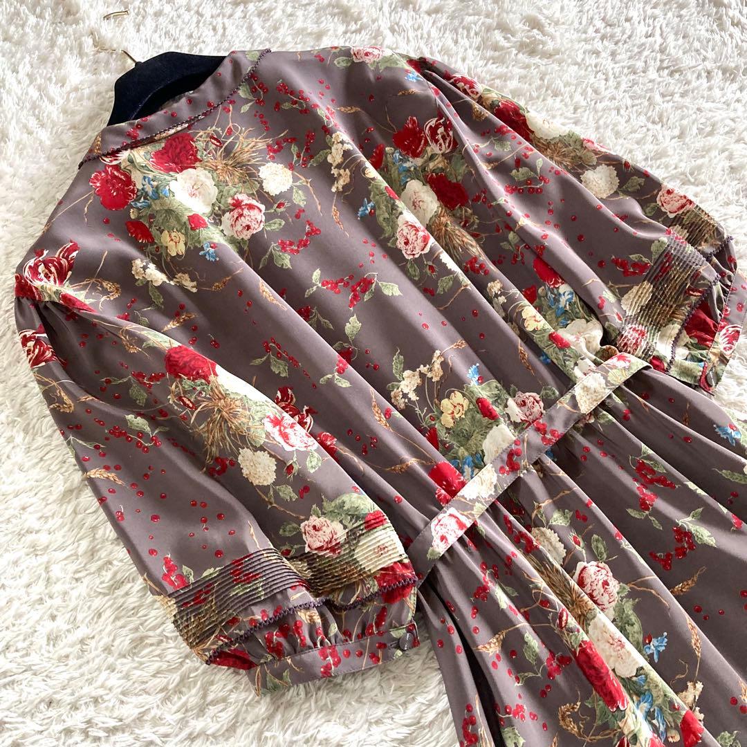 【極美品】カネコイサオ ピコフリル たくし上げ ボタニカル ロングワンピース