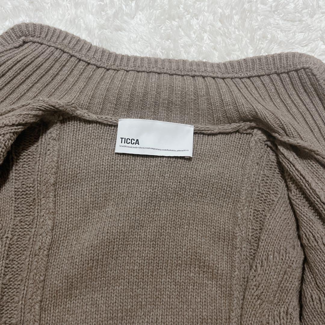 美品✨ティッカ　ハンドケーブルニットポンチョカーディガン　ベージュ