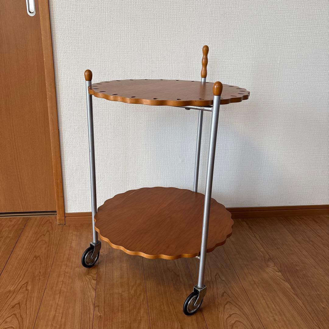 木製トロリー ワゴン2段　キッチンワゴン