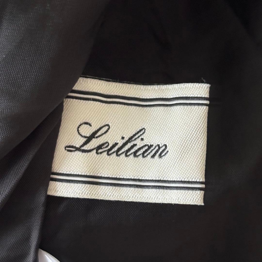 レリアン Leilian ツイードベスト ジレ フリンジ ブラック 9号