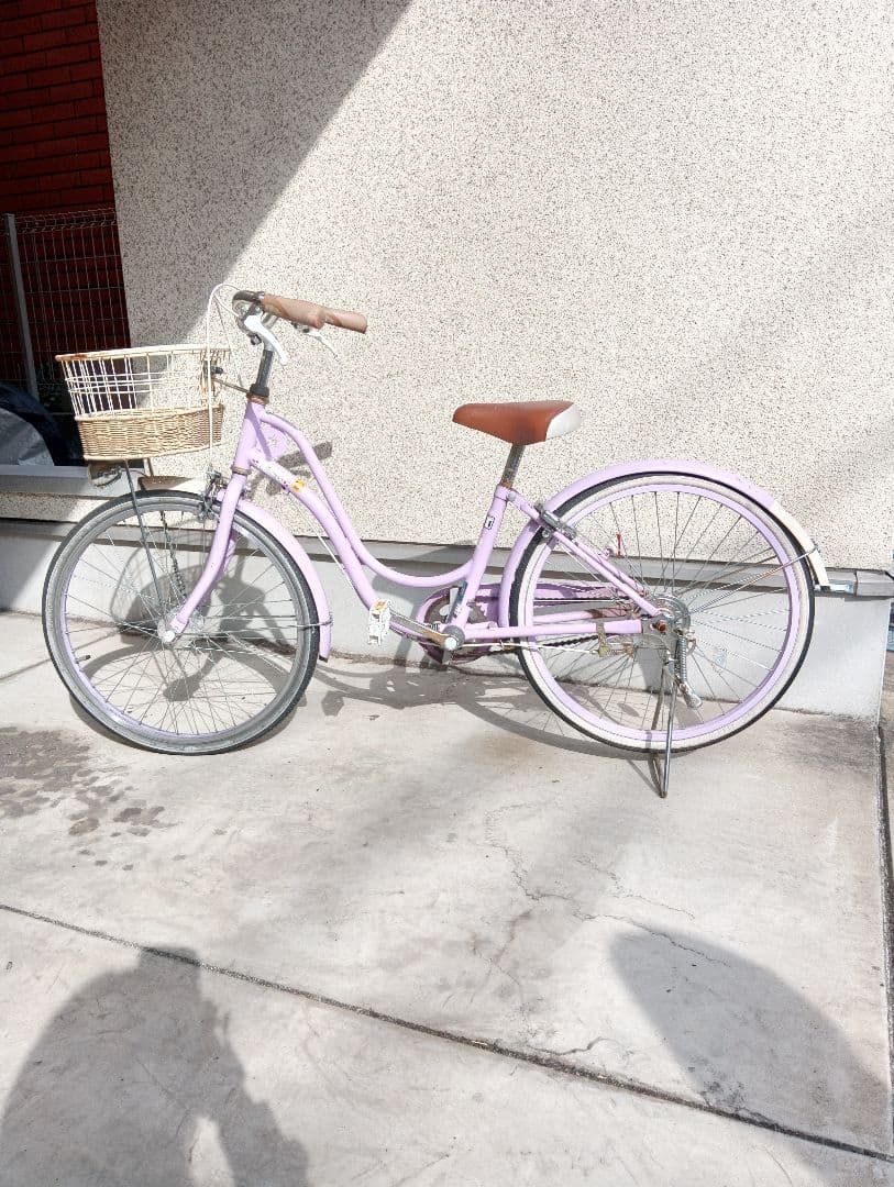 【引取希望】東京北区 22インチ 子供用自転車 パープル 前カゴ付き