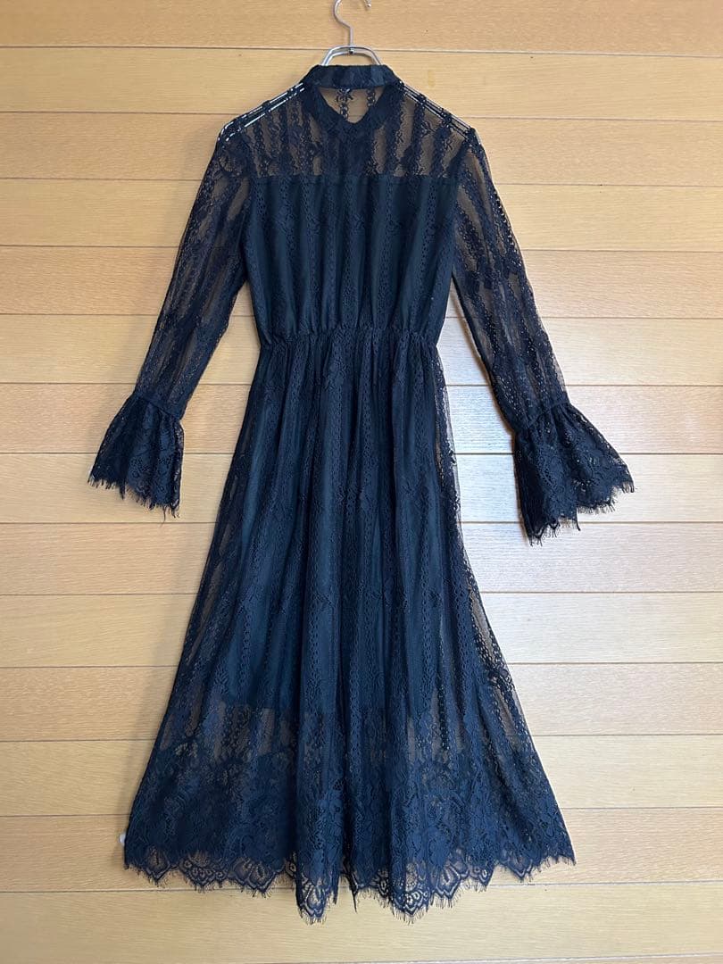 総レース シースルー 社交ダンス衣装 ラテンレッスンウェア 練習着 黒 ブラック