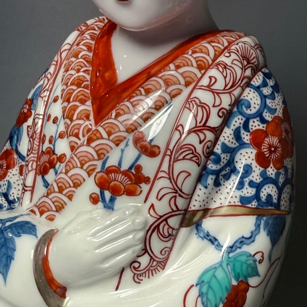大五窯　色鍋島　古伊万里人形　高さ34cm　37cm　共箱　全手描き仕上げ