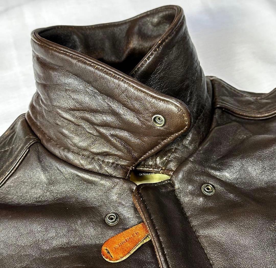 【胸タグ】アヴィレックス A-2 フライト レザージャケット ダークブ