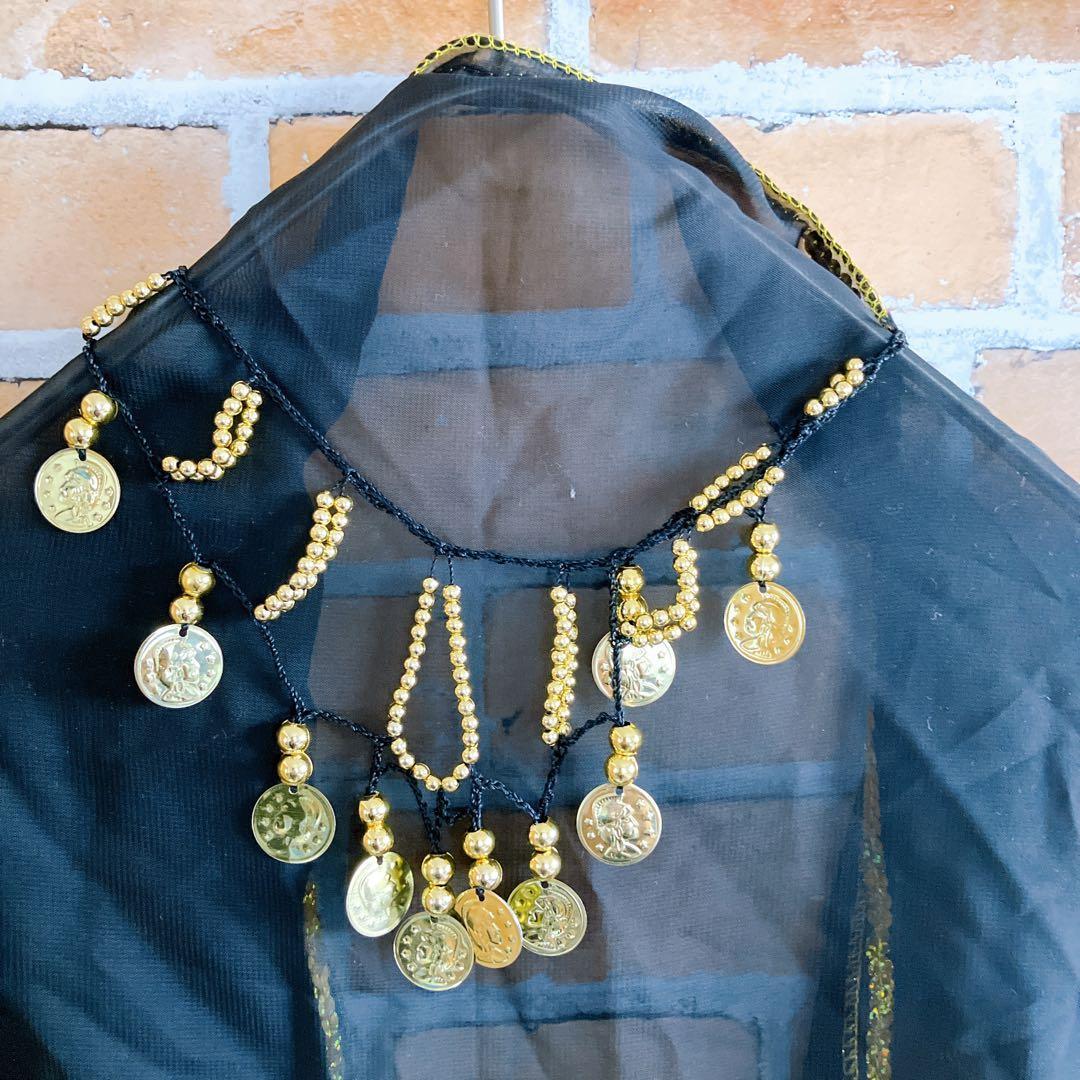 ベリーダンス衣装　セットアップ 腰巻き　ハンドアクセサリー　F ゴージャス