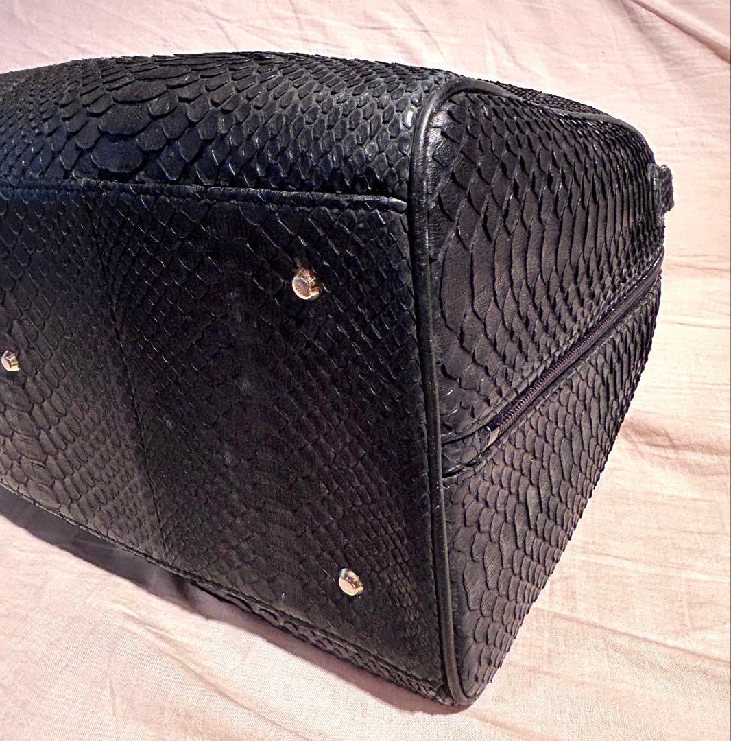 高品質　日本製　 本物ダイヤモンドパイソン 革　JRA認定 ボストンバッグ