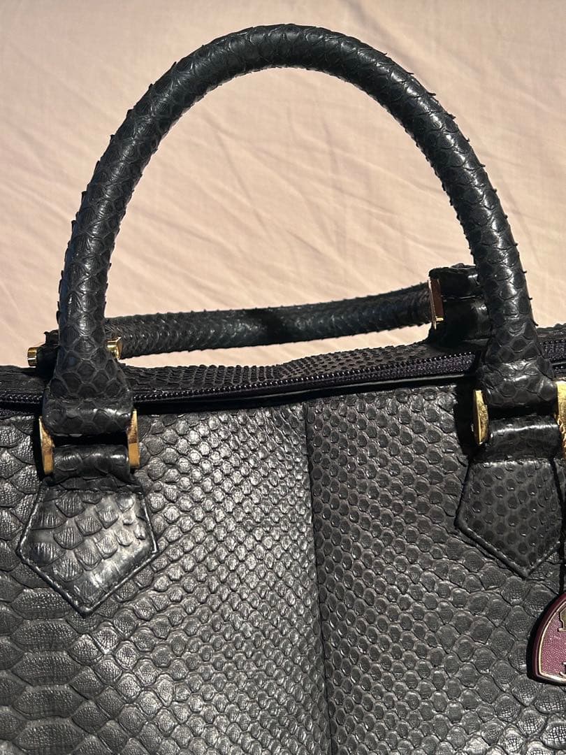 高品質　日本製　 本物ダイヤモンドパイソン 革　JRA認定 ボストンバッグ