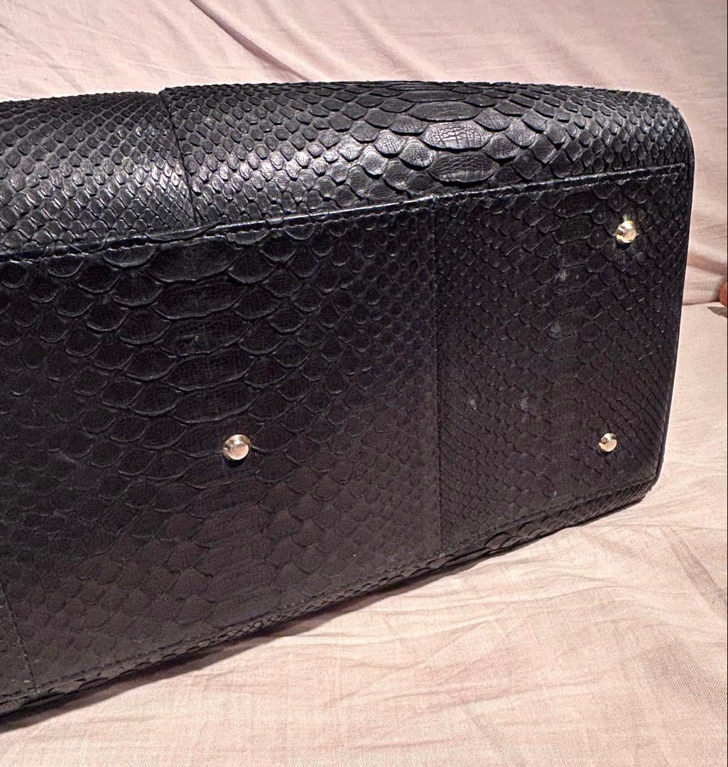 高品質　日本製　 本物ダイヤモンドパイソン 革　JRA認定 ボストンバッグ