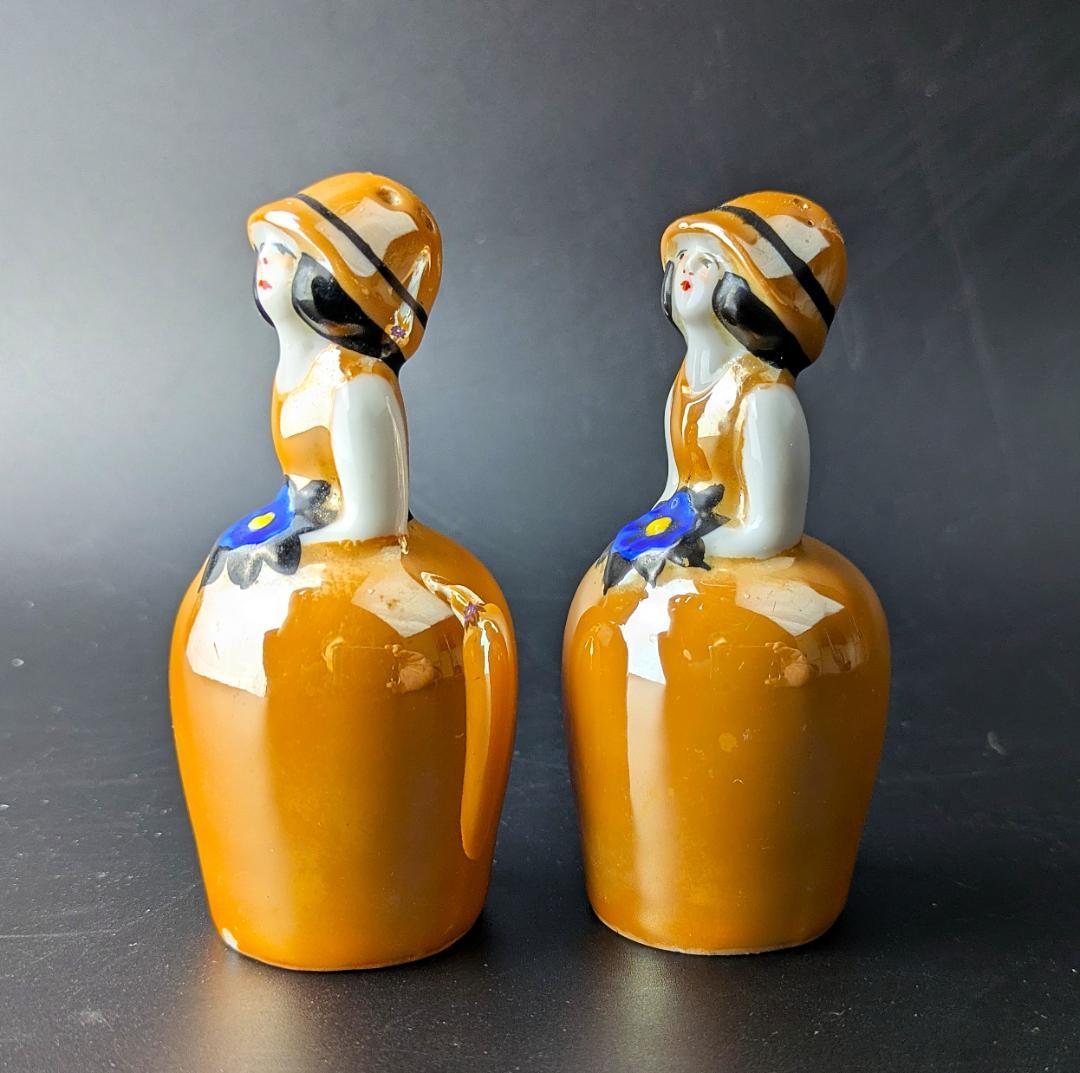 l*y様 人気のコンビ★ノリタケ フラッパーガール ペア シェイカー アンティー