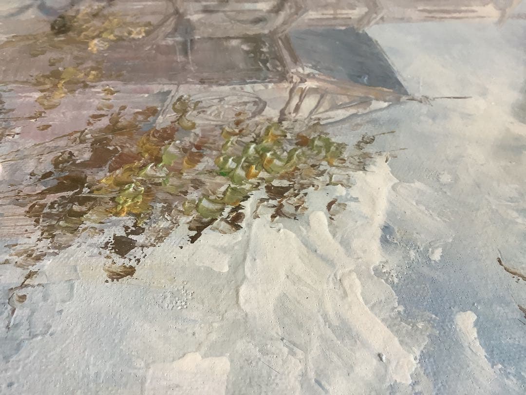 油彩画 ノートルダム大聖堂　セーヌ川　F10サイズ　ゴールドフレーム