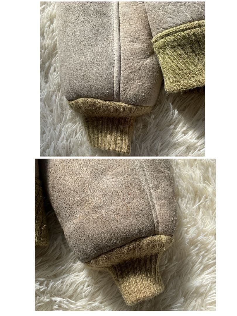 希少✨リアルムートン　シープスキン　羊革　レザージャケット　ホワイト系　ボア