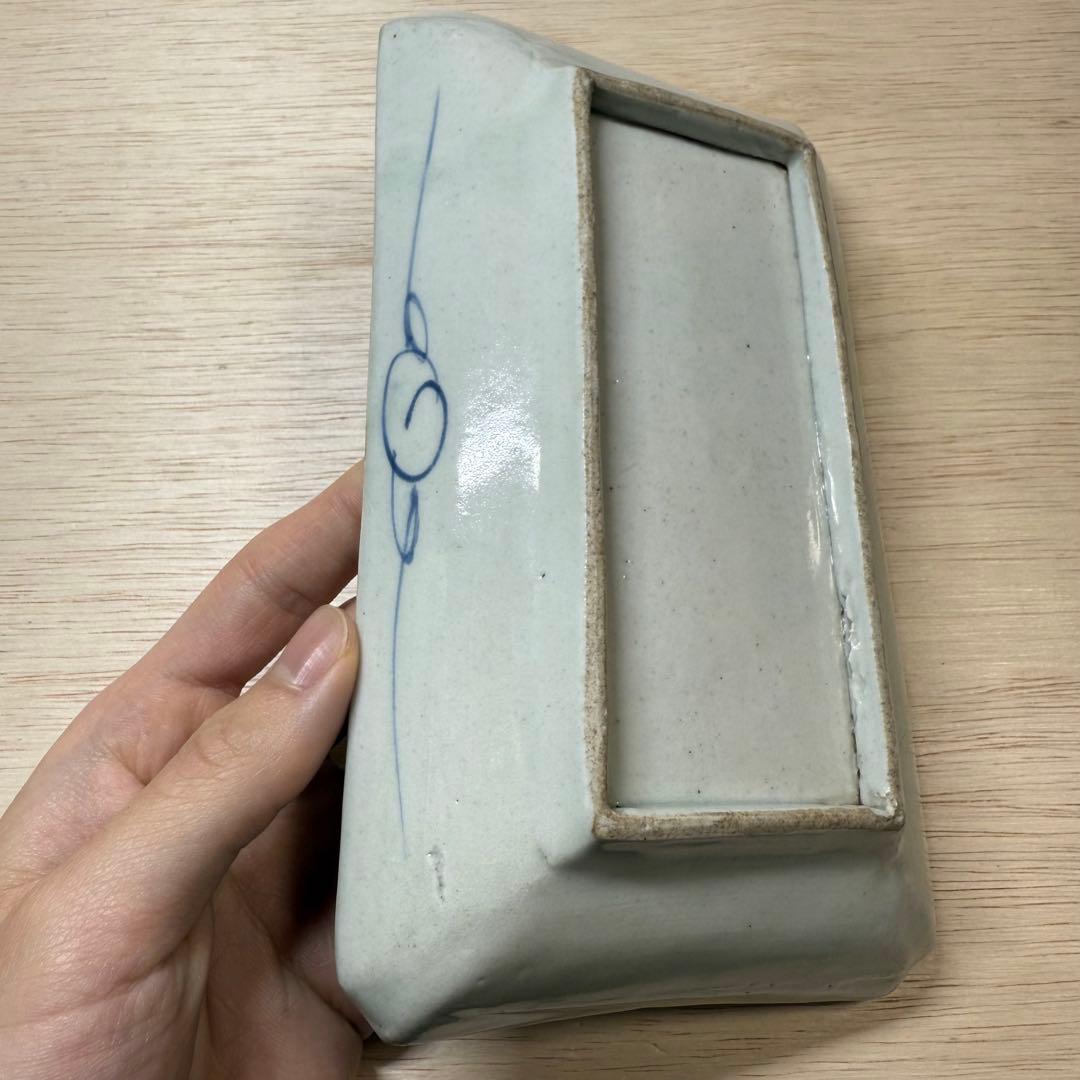 切込焼 長皿 蛸唐草 摺り絵印判 江戸時代 無傷 古伊万里 古美術 骨董 民窯