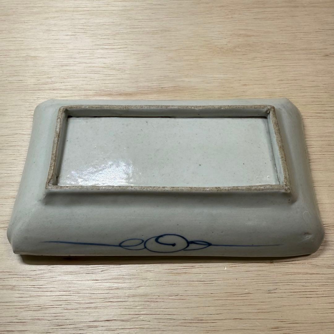 切込焼 長皿 蛸唐草 摺り絵印判 江戸時代 無傷 古伊万里 古美術 骨董 民窯