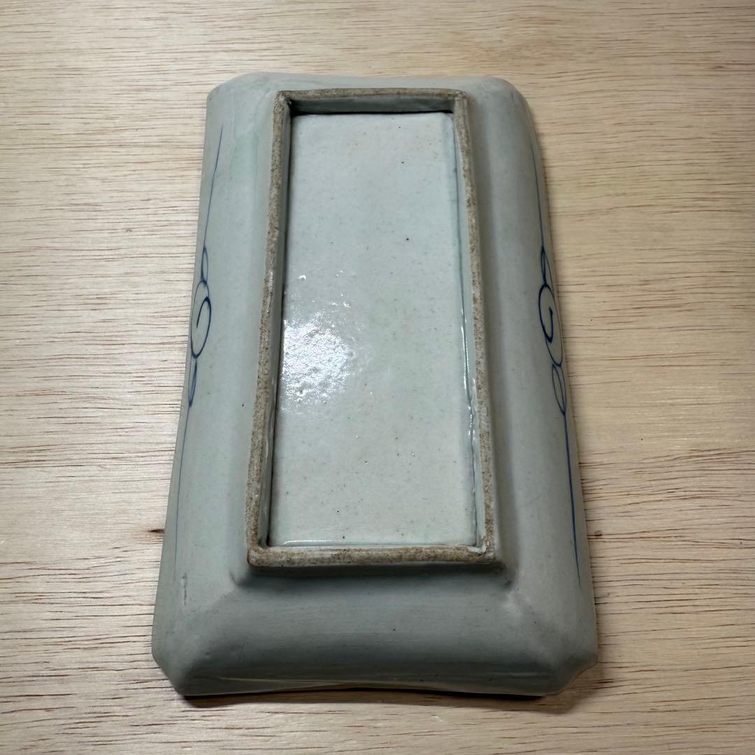 切込焼 長皿 蛸唐草 摺り絵印判 江戸時代 無傷 古伊万里 古美術 骨董 民窯