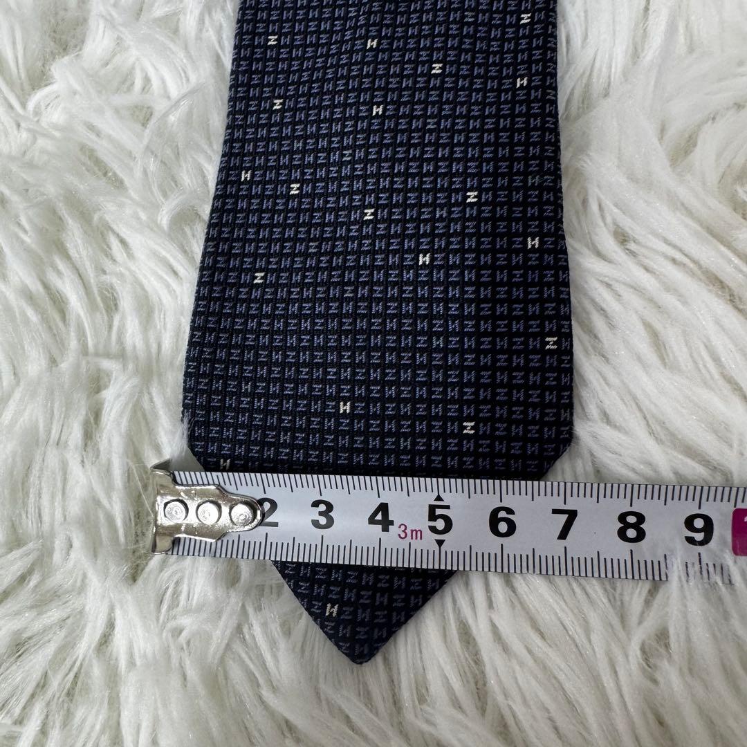 エルメス ネクタイ アーケードH ナロータイ 7cm シルク100％ ネイビー系
