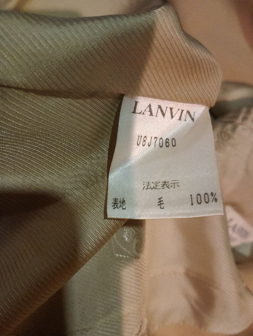 高級ウール100%　LANVIN ダブルジャケット　銀ボタンエンブレム付　送料込