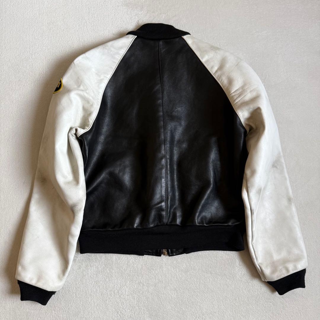 VANSONレザージャケット ワッペン ブラック ホワイト 40