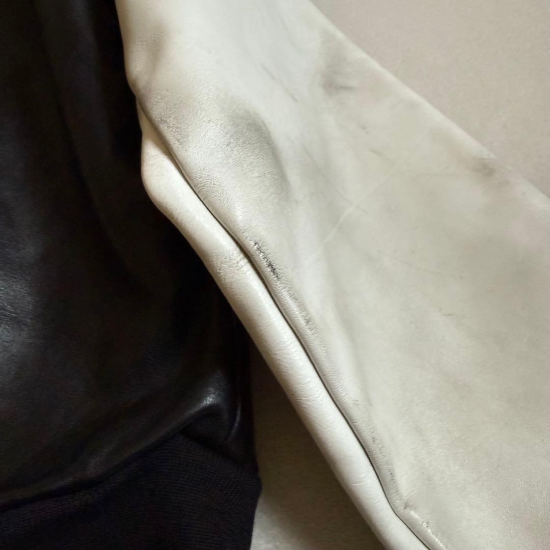 VANSONレザージャケット ワッペン ブラック ホワイト 40