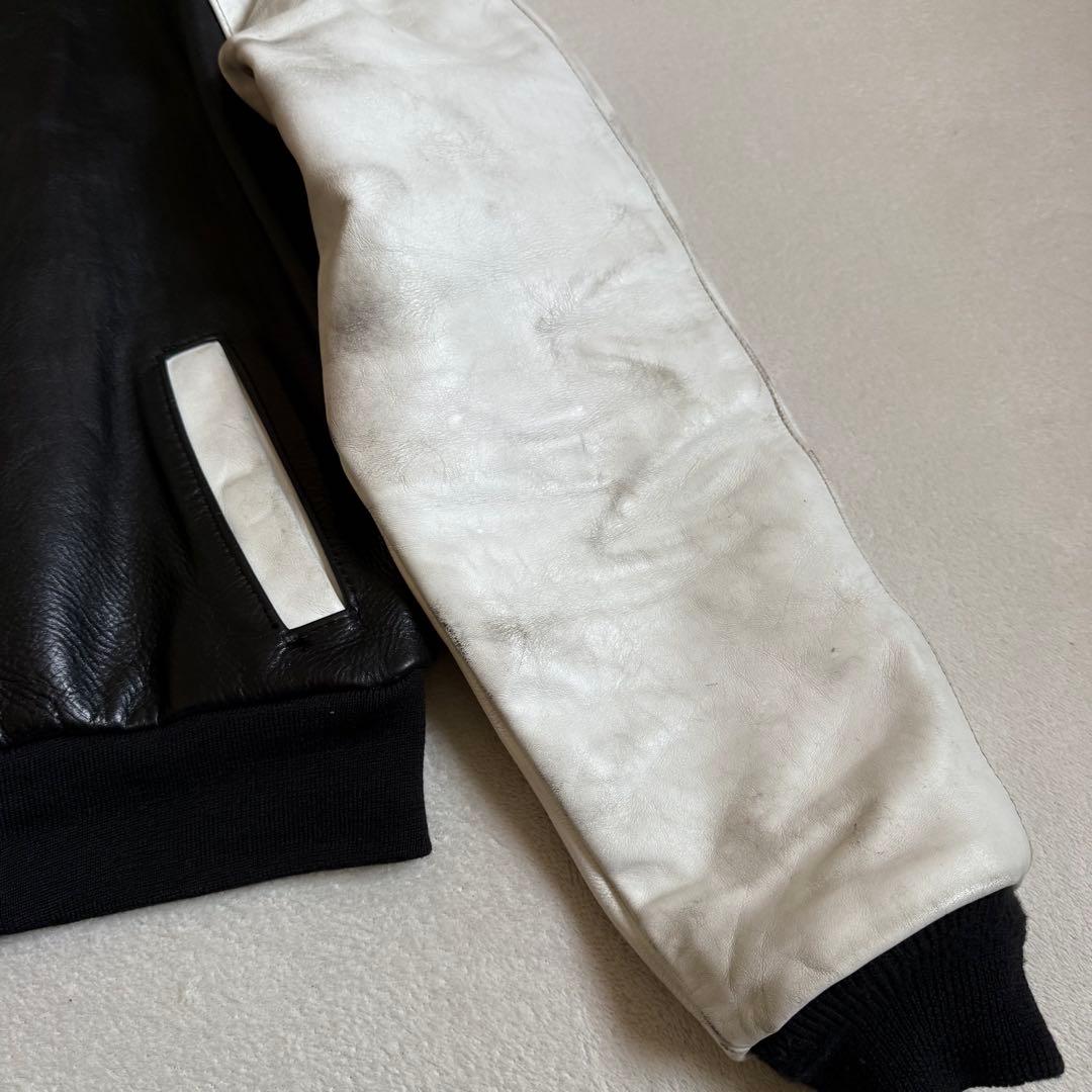 VANSONレザージャケット ワッペン ブラック ホワイト 40