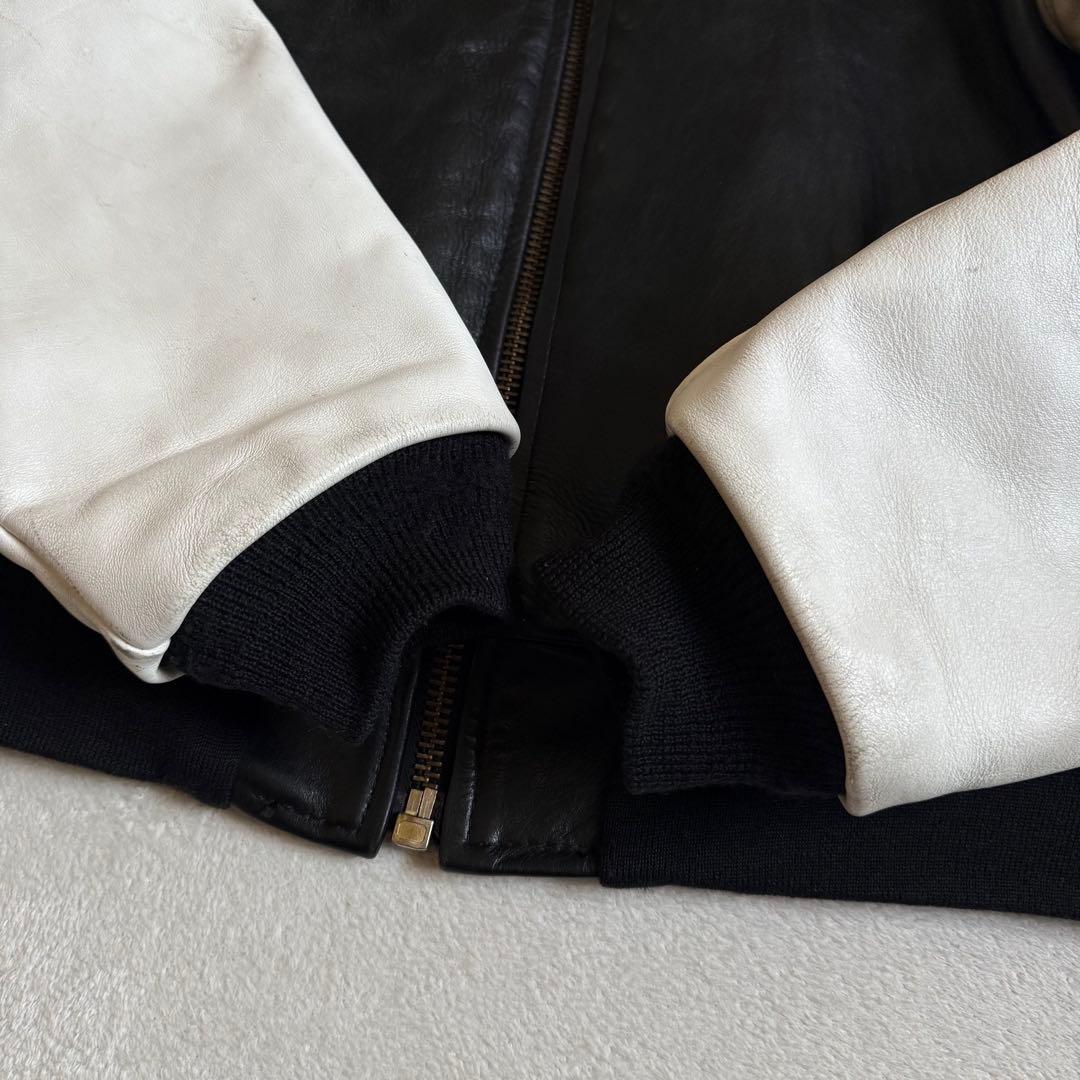 VANSONレザージャケット ワッペン ブラック ホワイト 40