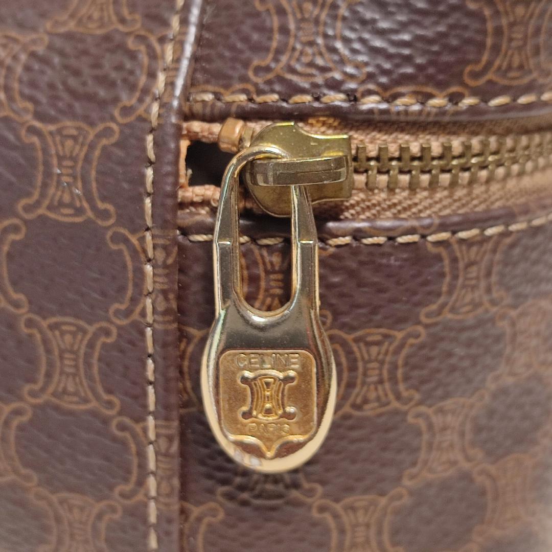 80-4 セリーヌ CELINE マカダム柄 バニティ バッグ PVC レザー