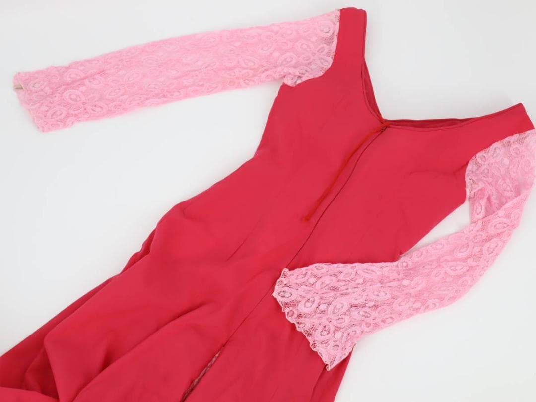 【フラメンコ衣装】艶やかピンク×淡いピンクレース地 ドレス ワンピース タンゴ