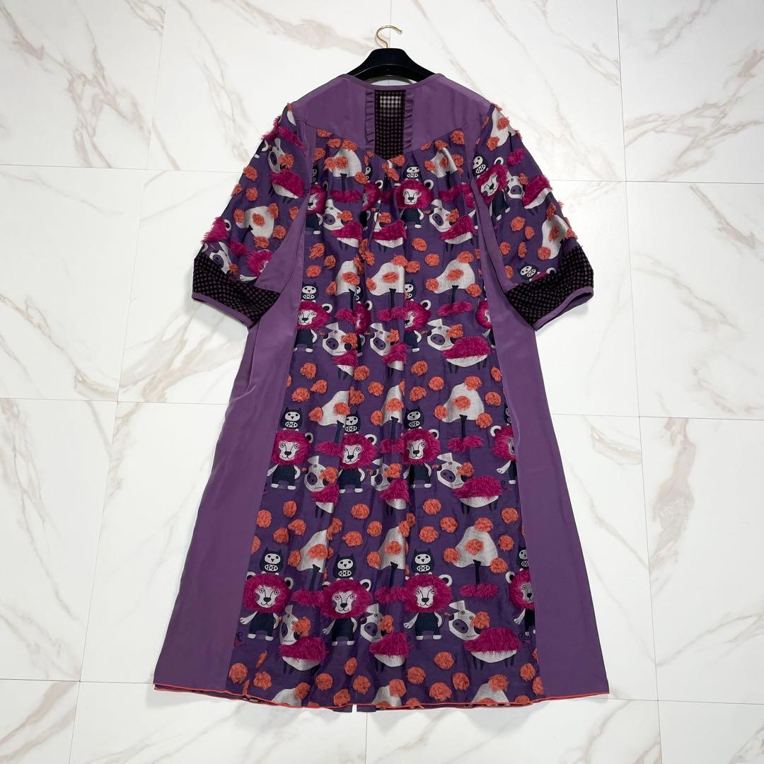 希少✨アルベロベロ ロングワンピース 総柄 ブタさん ブローチ 立体 フリンジ