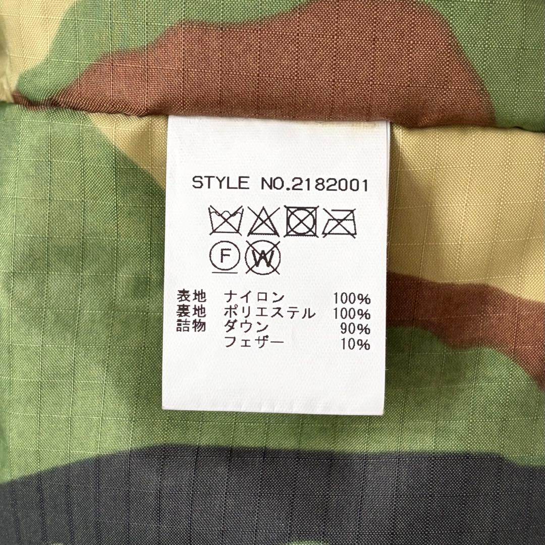 USA製★クレセントダウンワークス AVIREX ダウンベスト 黒 迷彩 カモ