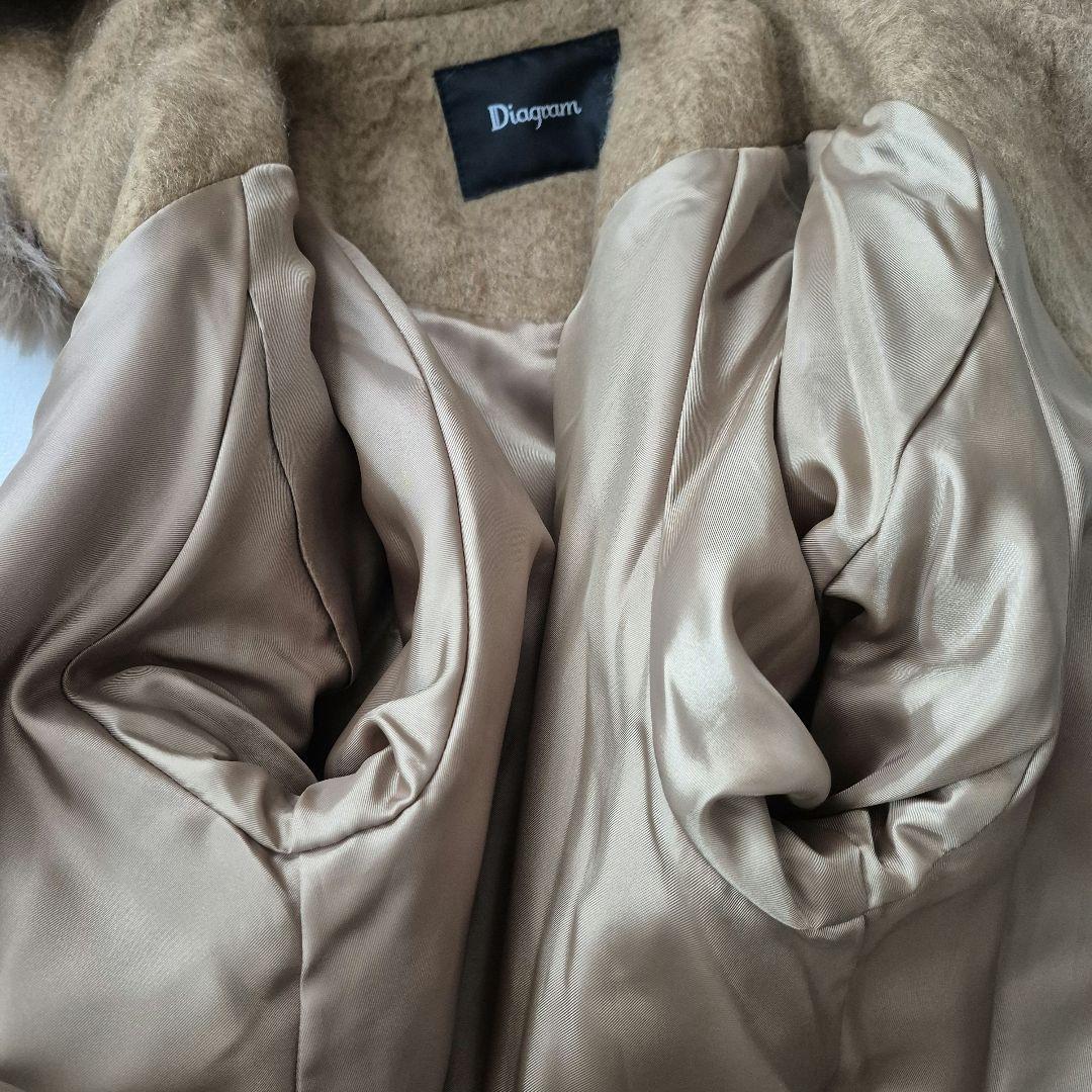 美品✨ダイアグラム 2way シャギーフードポンチョ コート ファー キャメル