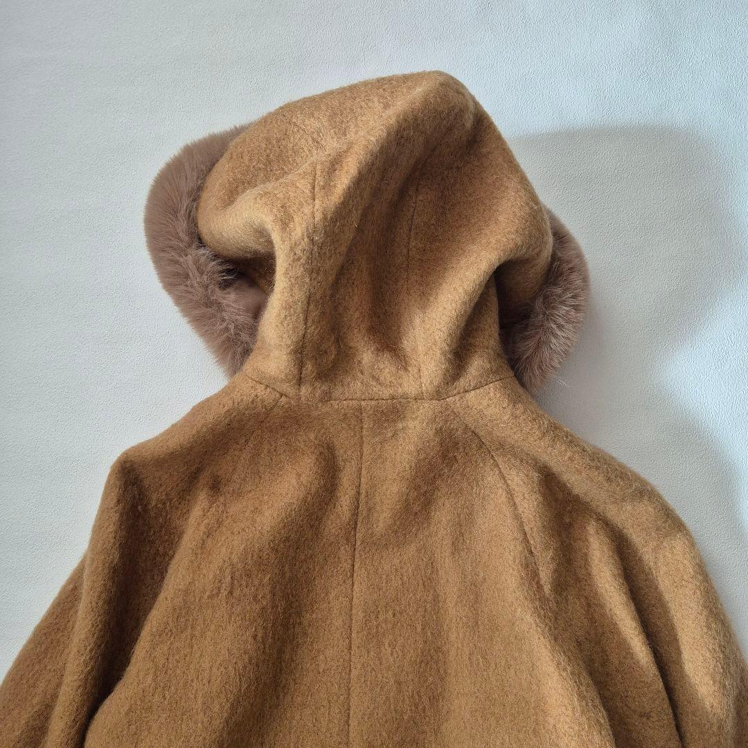 美品✨ダイアグラム 2way シャギーフードポンチョ コート ファー キャメル