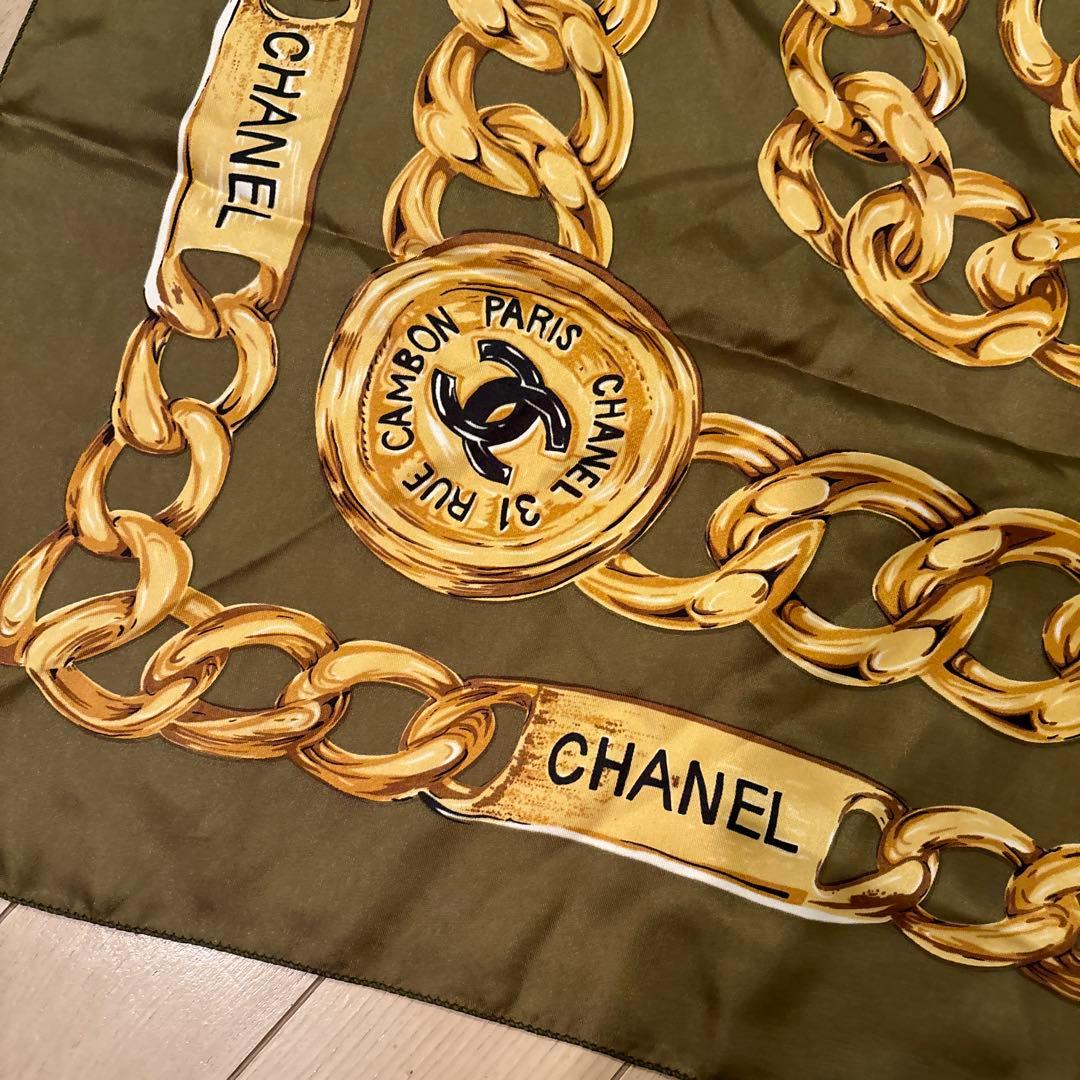 CHANEL ゴールドチェーン スカーフ 90cm