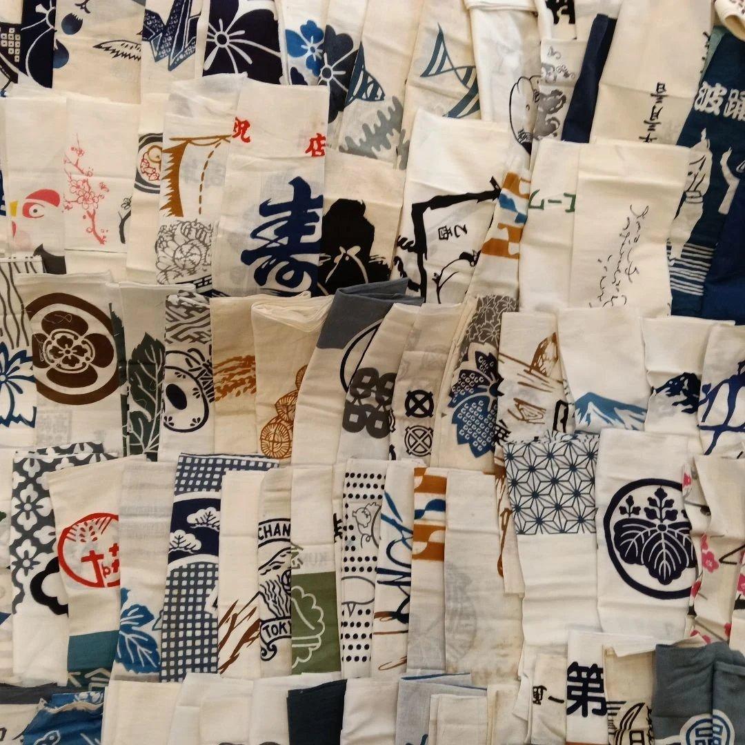 超大量 ！昭和レトロ　ほぼ未使用品酒、踊り、花等手ぬぐい380枚 ふきんおまけ
